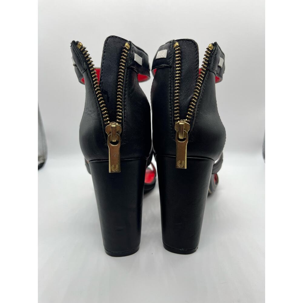 Charles Jourdan Paris Black White & Red Leather Strappy Sandal Heels Women's 7 - Picture 7 of 14